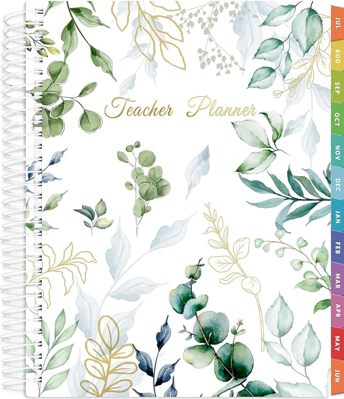 SUNEE Deluxe Teacher Planner 2026-2027, Lesson Planner Book with 7 Periods Jul 2026 - Jun 2027, 8.5" x 11" Weekly and Monthly Organizers with Colorful Tabs, Planning Stickers,120gms Paper, Full Leaf