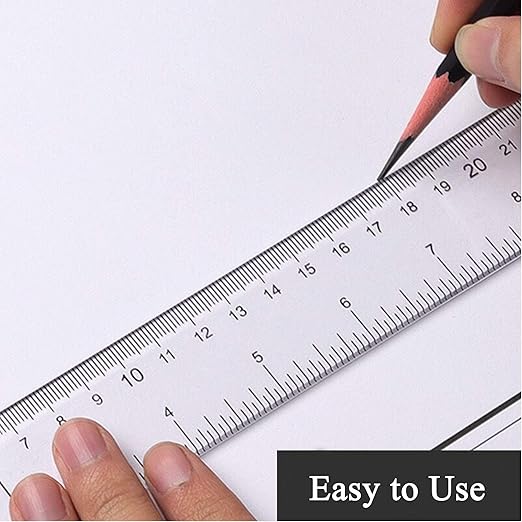 Ruler 12 inch 6 inch Rulers for Kids Plastic Clear Ruler Bulk for Classroom School Must Haves Supplies Tools Elementary Ruller with Centimeters (2pcs Clear (6 Inch+12 Inch))