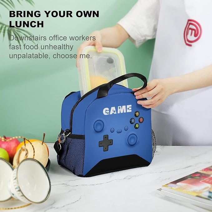 Insulated Lunch Box for Boys Girls, Game Lunch Bag for School Work Office Travel Picnic Hiking Beach, Waterproof Leakproof Portable Fits Most Bento Boxes