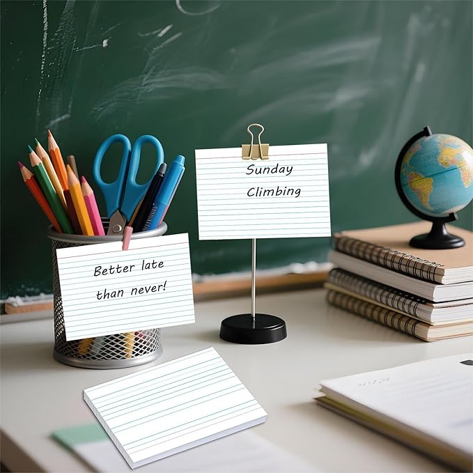 50 Pack 5x7 Ruled Index Cards - White Lined Flash Cards for Studying, Note Taking & Office Organization, Premium Quality Note Cards for School & Work