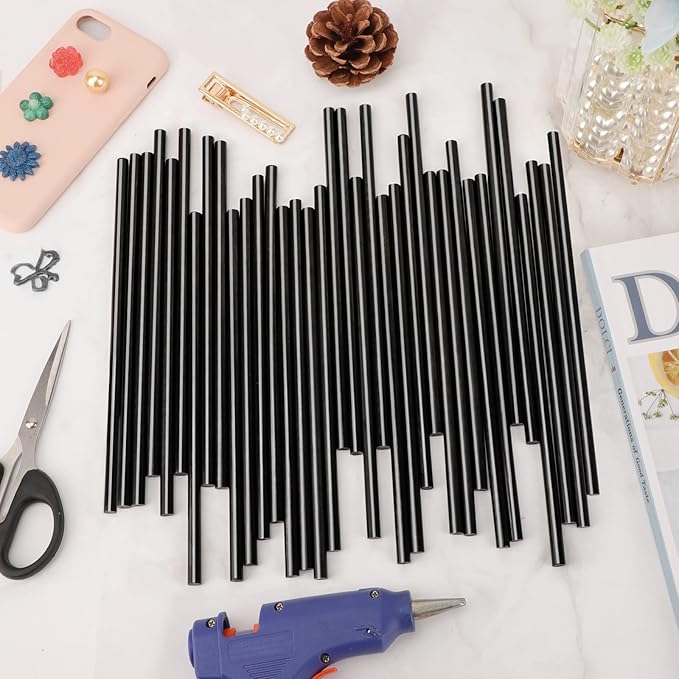 ENPOINT Black Hot Glue Sticks Mini, 7x200mm Long Hot Melt Glue Sticks for Craft, 36 Pack Small Size Fabric Adhesive Glue Sticks for DIY, Decoration, Car Dent Repair, Gluing Project