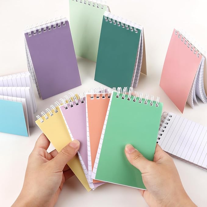 Hooqict 10 Pack Pocket Notebook 3x5 Colorful Mini Notebooks Small Spiral Notepads with Lined Pages, Memo Note Pads for Kids, Party Favors, Work, Office, Students School Supplies, 50 Sheets/100 Pages