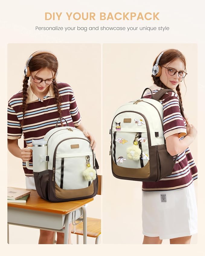 LOVEVOOK School Backpack for Teen Girl, Cute Student Bookbag Fits 15.6 Inch Laptop, Back to School Backpack Purse for Teenagers, Casual Daypack Kid Back Pack Travel Bag, Gift