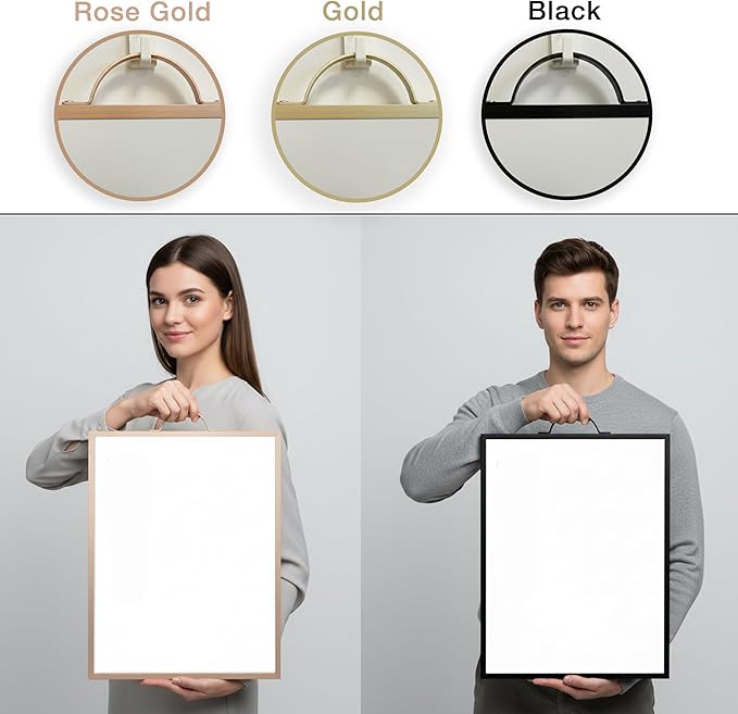 Magnetic Dry Erase Board 12x16 with Handle, Double Sided Portable Rose Gold Whiteboard for Home, Office, School & Kitchen, Includes Weekly & Monthly Magnetic Planner Sheets