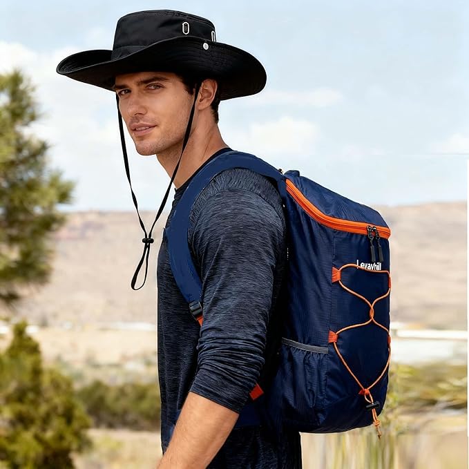 levayhill 16L Lightweight Foldable Hiking-Backpack Small Packable-Daypack For Travel,Ultralight Water-Resistant Gym Bag Men Women Easy Carry-on (Dark Blue)