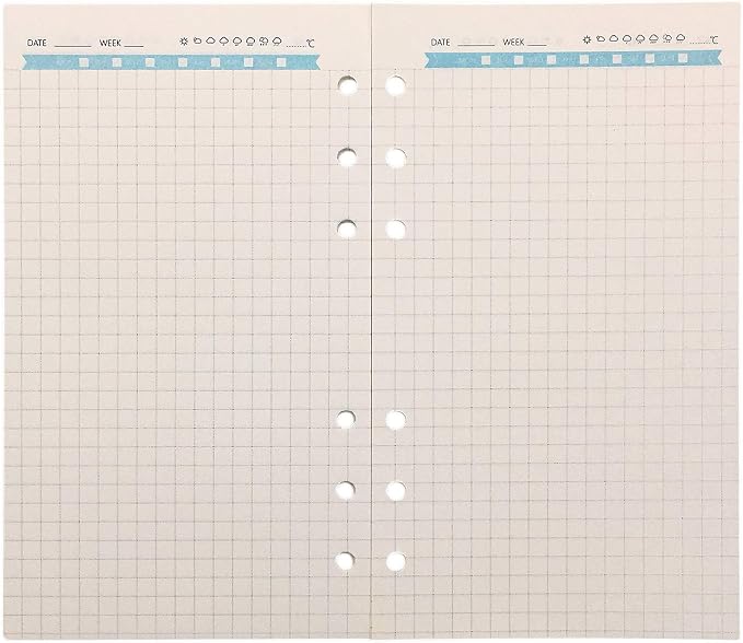 Zelten Refills/Loose Leaves for A6 Cover Ring Binder/Personal Organizer/Planner(A6 6 Holes, Grid Graph Blue)