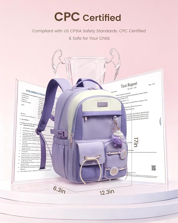 LOVEVOOK School Backpack for Girls Ages 8-16,Cute Student Bookbag for Teen Girls Kids Back to School with Cup Holder, DIY Ita Bag Fit 15.6 Inch Laptop for Elementary & Middle School