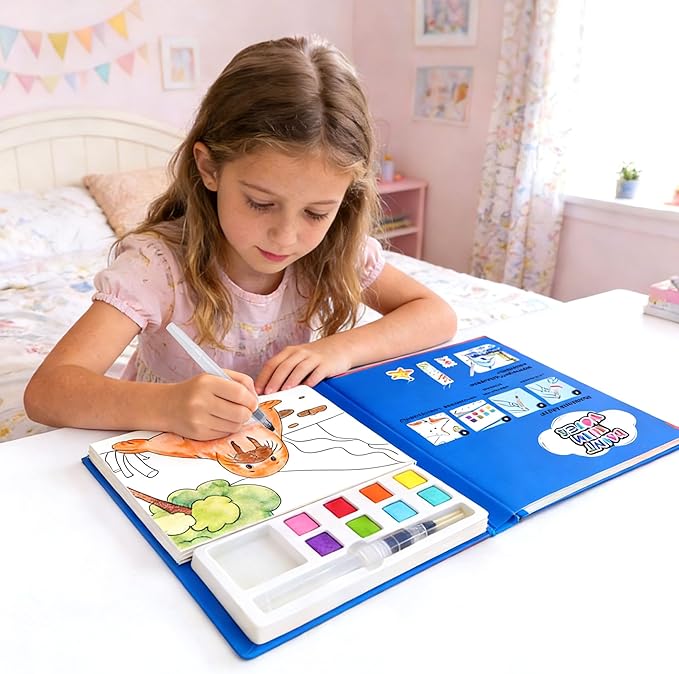 YPLUS Paint with Water Coloring Book for Toddlers, Mess Free Watercolor Painting Set with Brush, 26 Pages & 8 Color Palettes, DIY Art Craft Travel Toy Gift for Kids Ages 1-3 2-4 4-6 (Sea Animals)