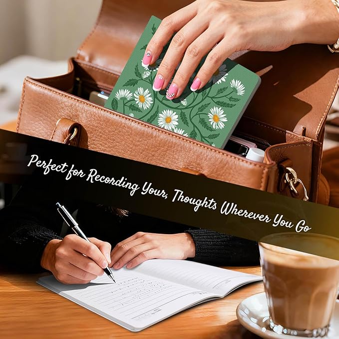 Stitched Composition Notebooks 2-Pack with Unique Art Designed Cover, A5 Lined Diary (8.2"L*5.5"W), Lay Flat Design, Thicked Paper Writes Smoothly for School and Office (Daisy)