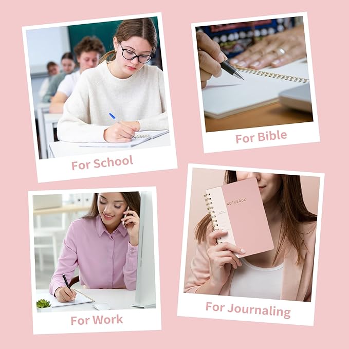 Spiral Notebook-5.75" x 8.125" College Ruled Journal with Inner Pockets and 160 Pages,PU Leather Cover Business Journal, Twin-Wire Binding Notebook Perfect for Office & Home School Supplies 6 pack Reefblue/Pink