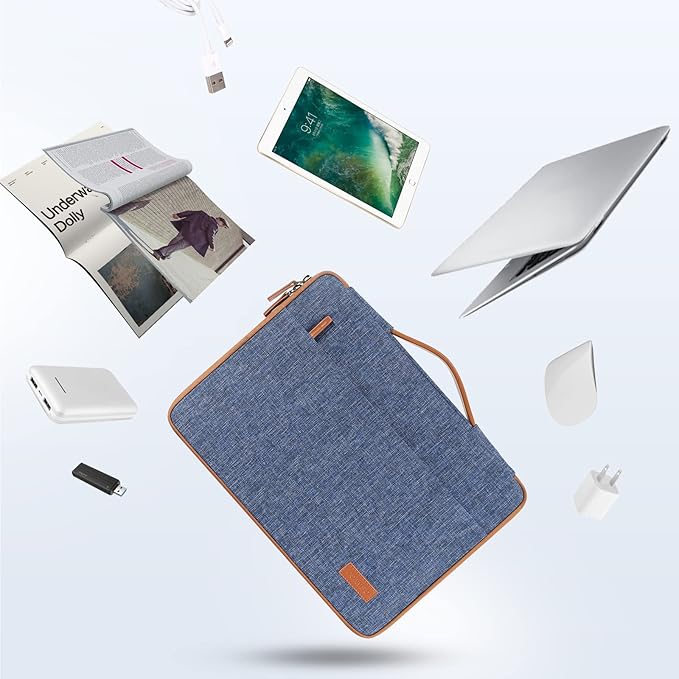 DOMISO 15.6 inch Laptop Case Sleeve Protective Cover Compatible with 16 inch MacBook Pro M4 M3 M2/Pro Max,15.6-16 inch HP Dell ASUS Lenovo Chromebook,Waterproof Computer Cases Bag with Handle,Blue