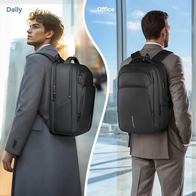 17.3 Inch Laptop Backpack for Men Women, 30L Travel Backpack Carry-On Flight Approved,Work Computer Backpack with USB A&C Port, Business Laptop Bag, Water-Resistant Anti-Theft Daypack - Black