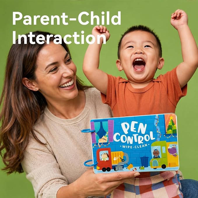 Number Tracing Pad, 30 Pages 123 Handwriting Book, Reusable & Erasable Pen Control Practice Montessori Educational On The Go Toy and Learning Tool for Road Trip Airplane Travel