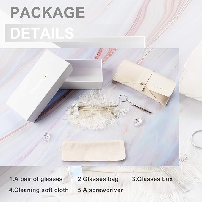 FONHCOO Stylish Blue Light Glasses Women Men Eyeglasses, TR90 Fashion Round Transparent Eye Glasses (Clear)