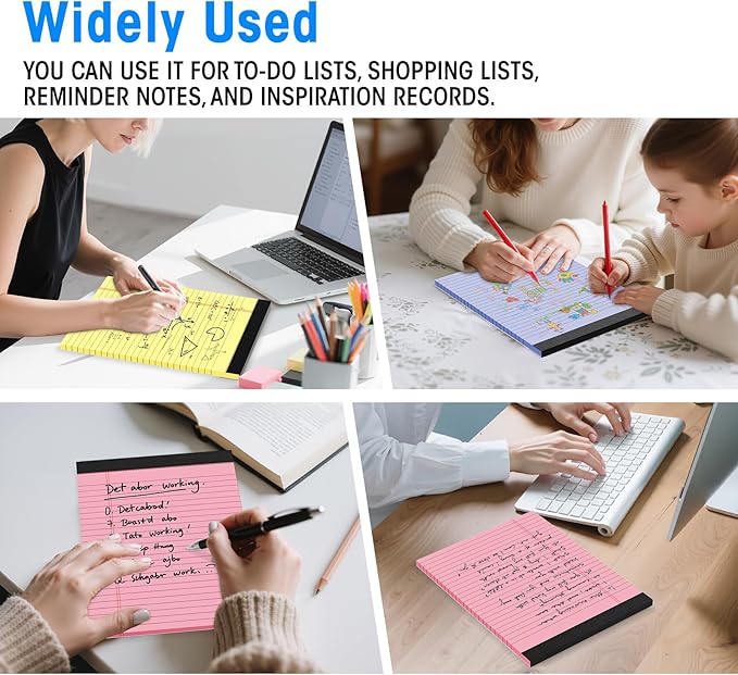 3pcs Legal Pads 8.5 x 11, Notepads 8.5 x 11 Inch, Color Note Pads Clear Print Writing Pads of Paper, Memo Pads , Perforate Legal Notepads Paper , Wide Ruled Lined with Sturdy Back,30 Sheets/Pack