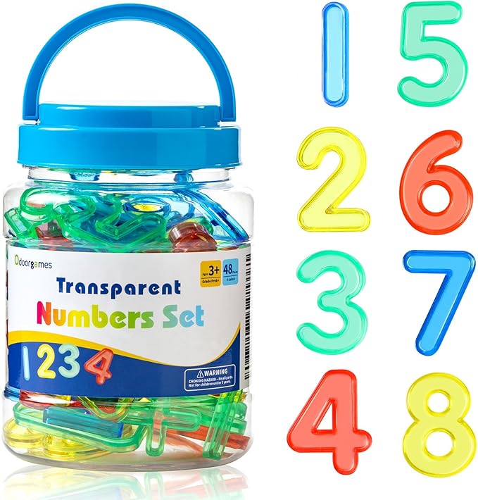 48 Pcs Translucent Numbers – Light Table Toys, Manipulatives and Accessories for Enhanced Learning & Fun