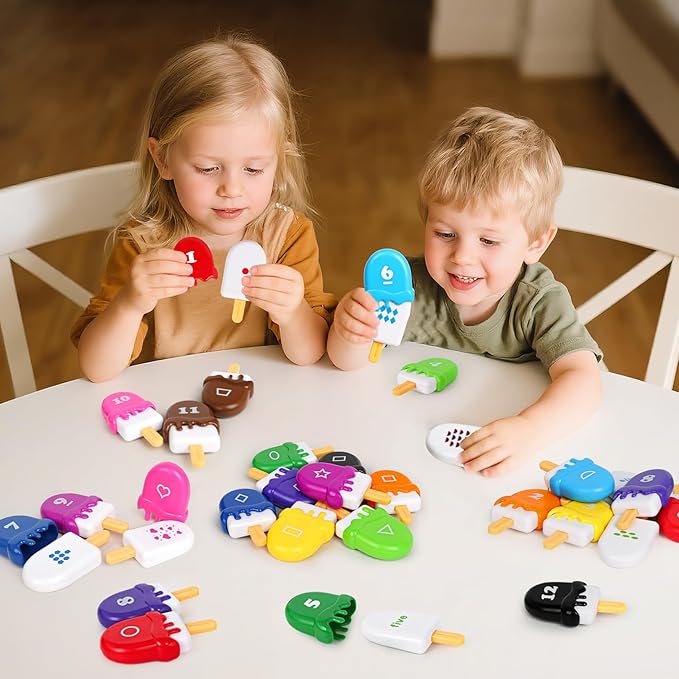 USATDD Numbers Learning Toys Number Popsicles Matching Toy Learning Numbers & Patterns Preschool Learning Activities Montessori Toys for Kids