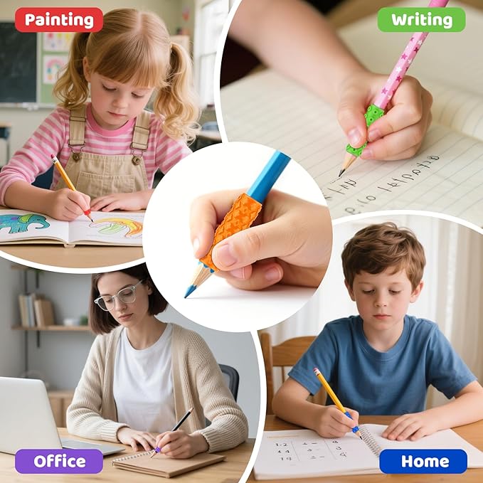 Silicone Textured Pencil Grips, Sensory Fidget Toys for Autism Kids, Writing Aid Tools ADHD Tools, 24 Packs