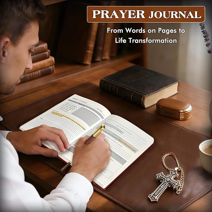 Leather Christian Bible Journal for Men Women, Undated Prayer Journal for Scripture Study & Daily Devotional, Church Notes Notebook, Spiritual Faith Gift for Pastor, Graduation, Baptism (Tree of Life)