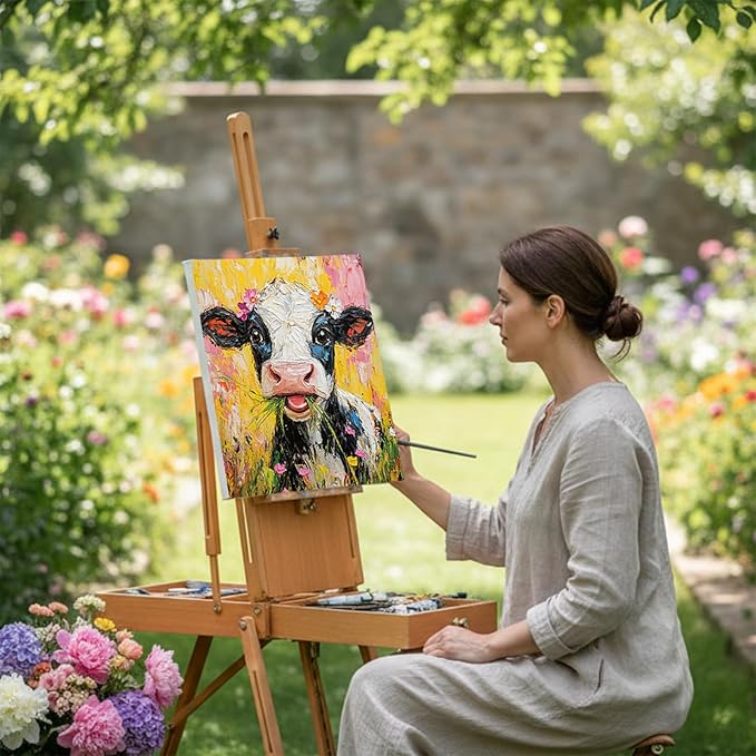 Cholemy 36 Pcs Paint and Sip Kit for Adults 8''x10'' Pre Drawn Canvas for Painting DIY Afro Acrylic Painting Kit Wood Easel Brushes Date Night Bulk for Father's Day Party Gifts(Flower Animals)