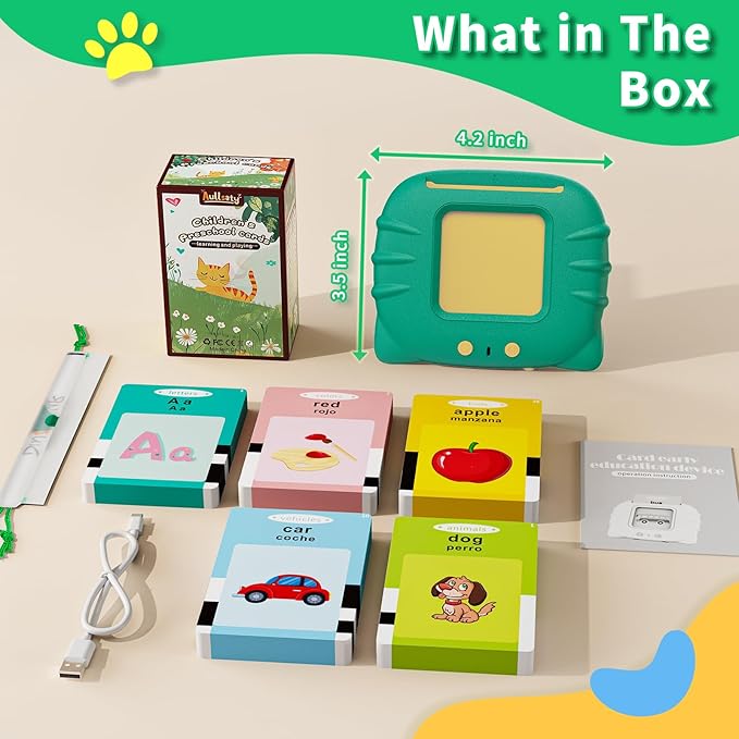 Aullsaty Toddler Toys Bilingual English and Spanish Talking Flash Cards for 1 2 3 4 5 6 Year Old Boys and Girls, Autism Sensory Toys for Autistic Children, Learning Educational Speech 250 Sight Words