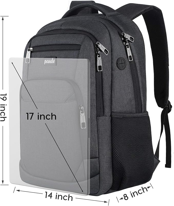 Paude Backpack for Men and Women,17.3 inch School Backpack for Teens,Travel Laptop Backpack with USB Charging port for Business College Travel