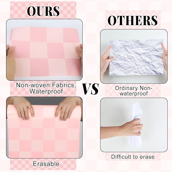 Pink Checkered Bulletin Board Roll Non-Woven Fabric Poster 15.7" x65.6ft