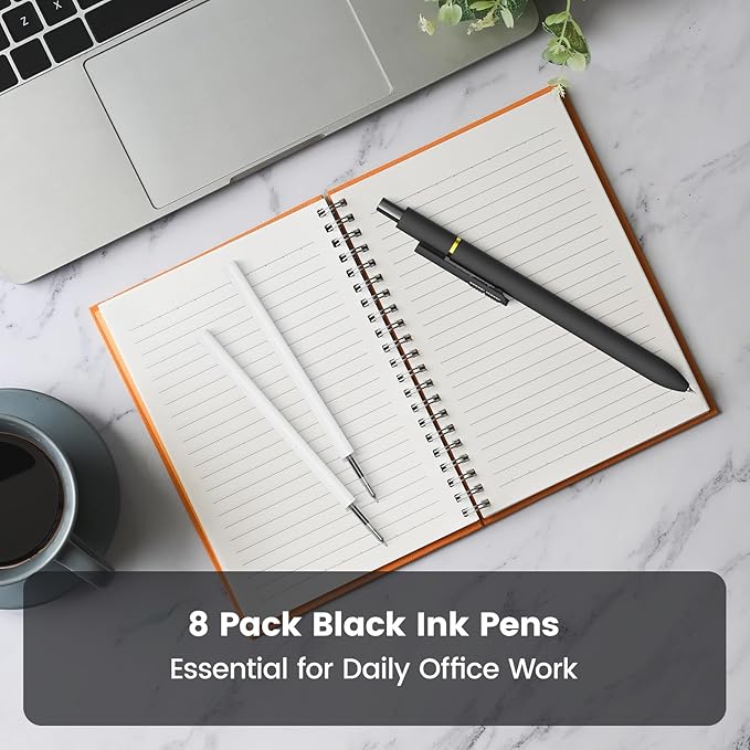 16Pcs Black Gel Pens - 0.7mm Medium Point Black Ink Pens | Smooth Writing - Quick Drying Retractable Pen for Men Women (Classic - 16Pcs)