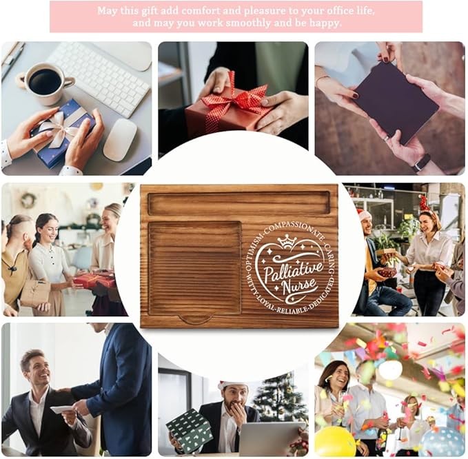 THRXOBN Desk Organizer for Palliative Nurses & Healthcare Professionals - Natural Wood with Slots for Notes, Pens, and Small Office Supplies – Practical & Stylish Workspace Solution,WSH18
