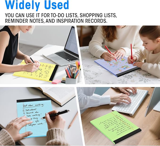 12pcs Legal Pads 8.5 x 11, Notepads 8.5 x 11 Inch, Color Note Pads Clear Print Writing Pads of Paper, Memo Pads , Perforate Legal Notepads Paper , Wide Ruled Lined with Sturdy Back,30 Sheets/Pack