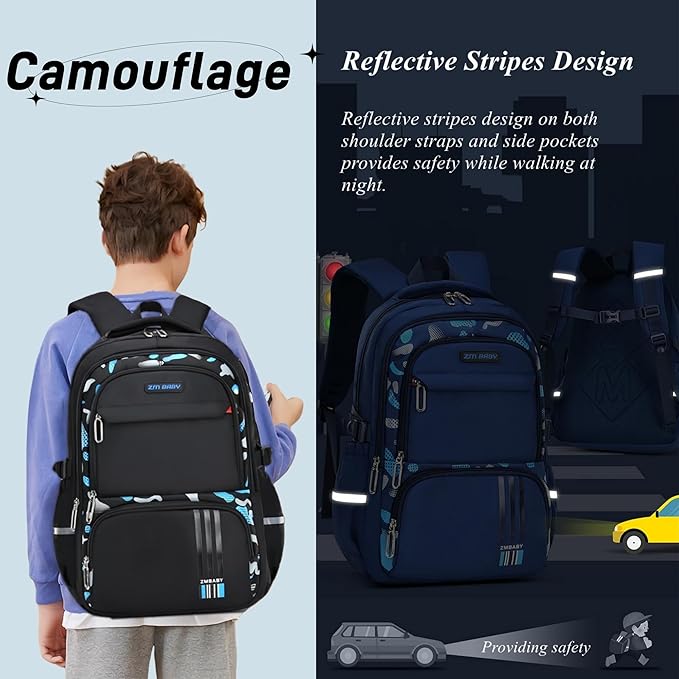 Bansusu Camo Backpacks for Boys Middle School Elementary, Camouflage School Bags Bookbags Kids Back Packs for Teens Boys