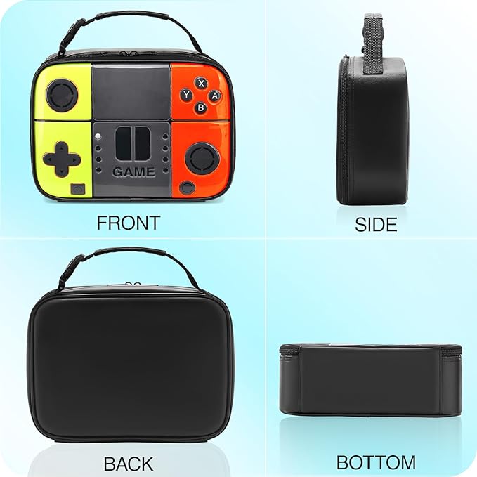Kids Lunch Box for Boys,Game Console Insulated Lunch Bag for Kids,Leather Lunchbox for Boys,Waterproof Leakproof Portable Fits Most Bento Boxes
