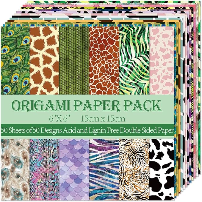 Origami Paper Kit Dobule Sided 100 Sheets 100 Colors 6 Inch Japanese Chiyo Square Easy Fold Arts Crafts DIY Handwork Origami Papers Animal Fur Bee