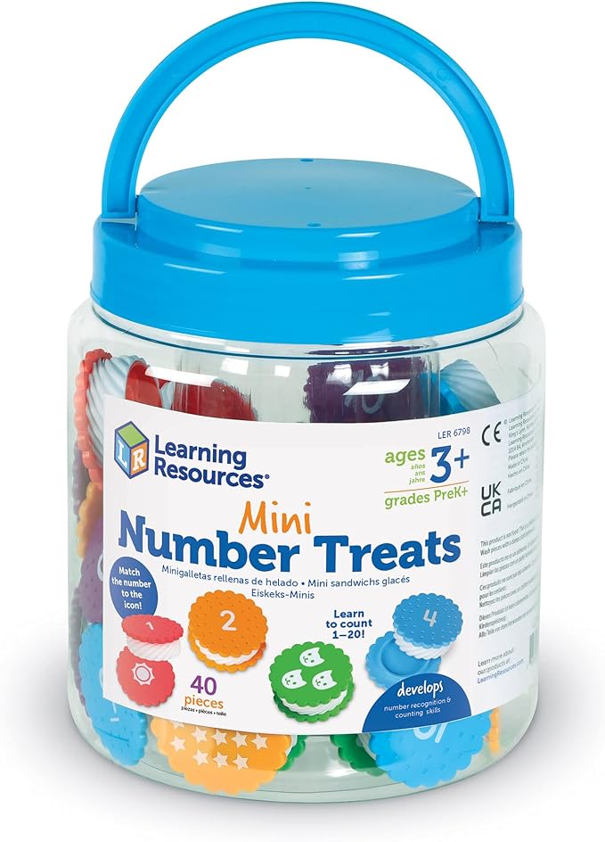 Learning Resources Mini Number Treats - Counting Skills, Cookies Toys, Montessori Fine Motor Skills, Math Manipulatives, Gifts for Boys and Girls