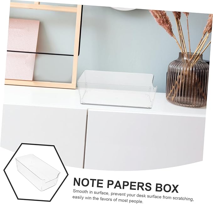 Transparent Memo Notepad Holder Plastic Desk Organizer for Note Papers Memo Storage for Home and Office Use