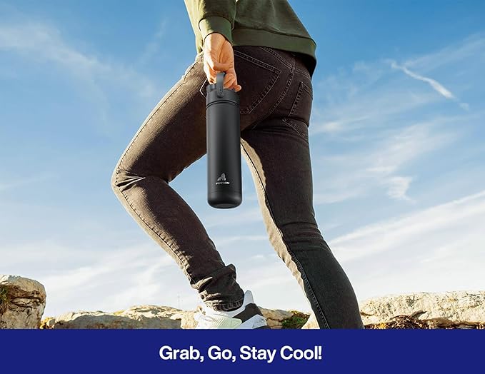 POWCAN 26 oz Insulated Water Bottle with 2-in-1 Straw and Spout Lid, Keep Cold 24H, Leak-Proof, Fits in Car Cup Holder, Stainless Steel Water Bottle for Gift, Art Studio & Daily (Star-Lit Nightfall)