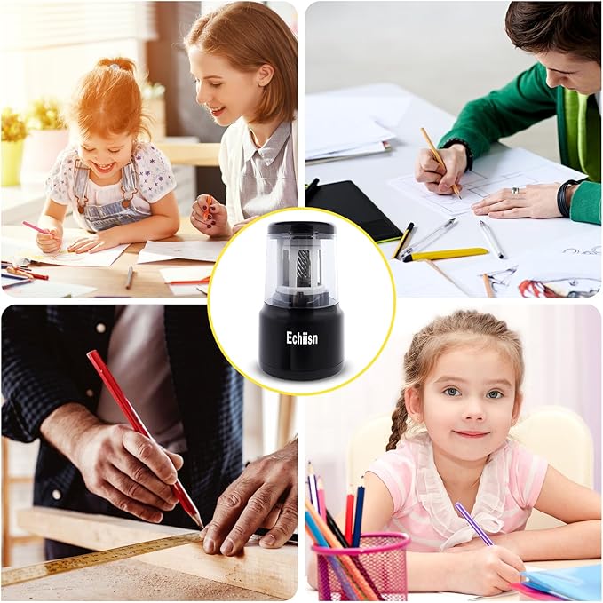 Electric Pencil Sharpener, Office Personal Super Sharp, Powerful Stall-Free Motor, 10yr Warranty, (Black)