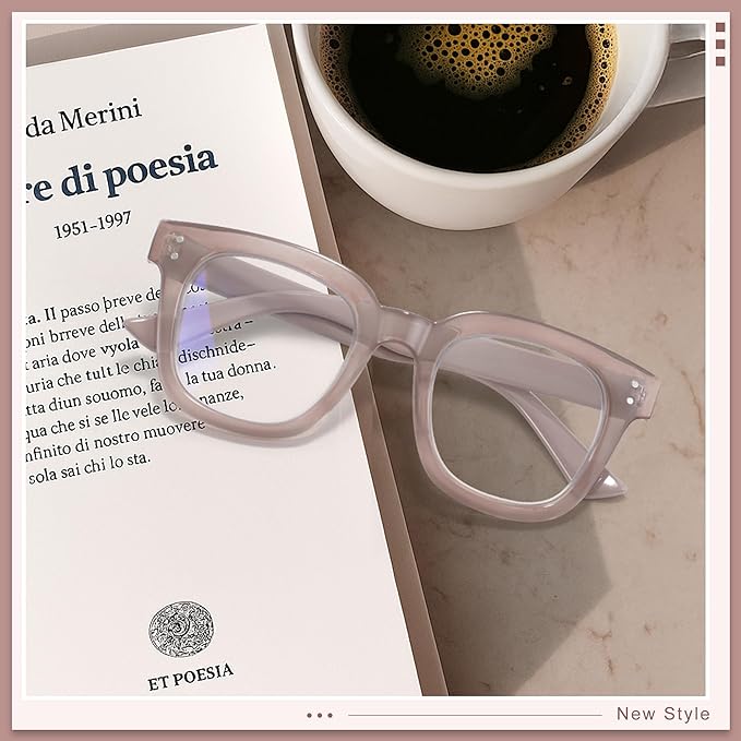 Madison Avenue Blue Light Blocking Glasses Oversized Fashion Blue Light Glasses for Women Anti Eyestrain & UV Protection Computer Eyeglasses (Milk Grey Brown)