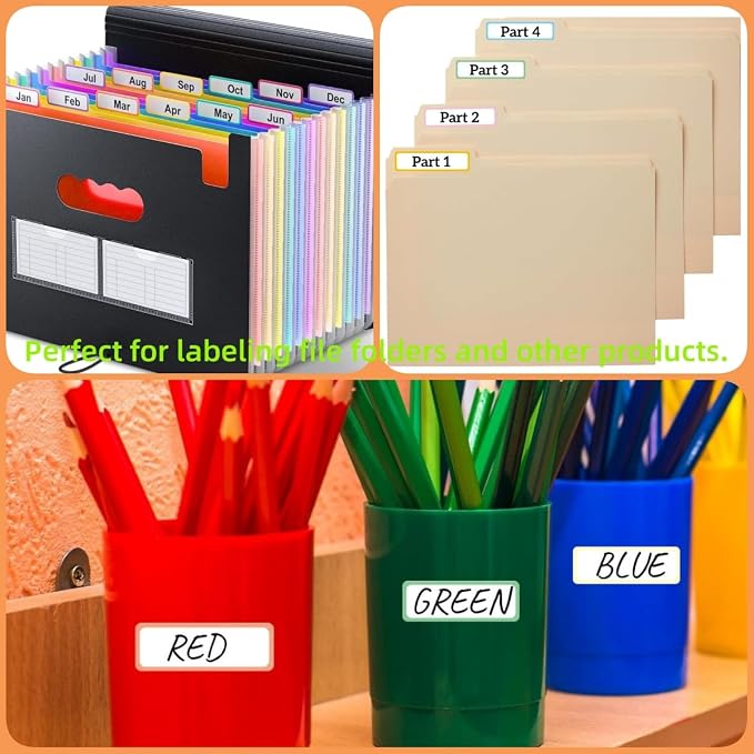Waterproof Removable Name Labels, Colored Border Daycare Bottles Label 360, Self-Laminating Write-on Label Colorful Name Tags for Office, School Supplies, Home Storage Containers, Jars | Color Label Stickers Easy to Write-On for School Supplies, Office...
