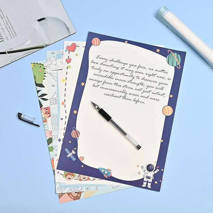 BAYTORY 40Pcs Stationery Letter Writing Paper, A4 Cute Writing Paper Sheets 8.27 x 11.69 In, Decorative Stationery Paper for Letters, Invitations (Cute Blank)