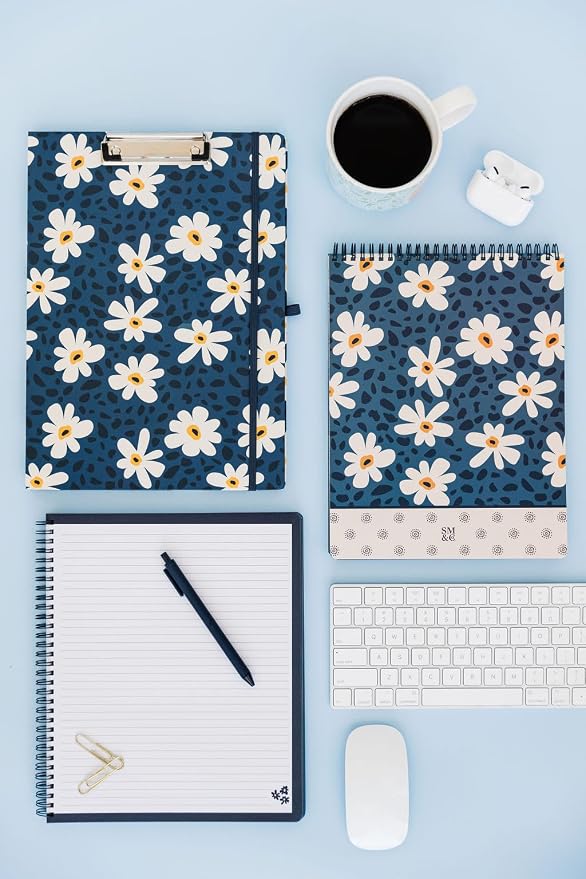 Steel Mill & Co. Large Top Spiral Notebook, Leopard Daisy