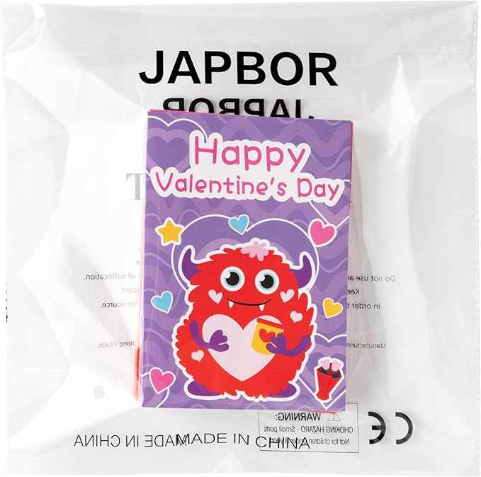 JAPBOR Valentine's Day Activity Coloring Book - 24PCS Mini Valentine Monster Activities Color Books Bulk for Kid Party Favor, Monsters Small Colouring Pages for Birthday Gifts Class Draw Paint Games