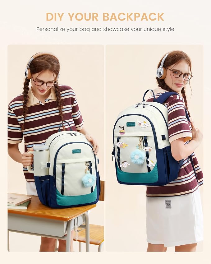 LOVEVOOK School Backpack for Teen Girl, Cute Student Bookbag Fits 15.6 Inch Laptop, Back to School Backpack Purse for Teenagers, Casual Daypack Kid Back Pack Travel Bag, Gift