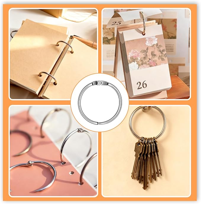 500 Pack 1.2 Inch Loose Leaf Binder Rings 30mm Metal Office Book Rings Office Book Flashcard Ring Metal for Index Cards, Notebooks, Flashcard, Papercards, DIY Crafts, Keychain