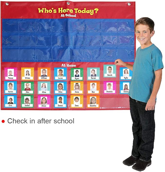 amzoya Attendance Pocket Chart with 72 Student Cards-Classroom Behavior Tracker for Perschool to Elementary,Pocket Chart for Classroom…
