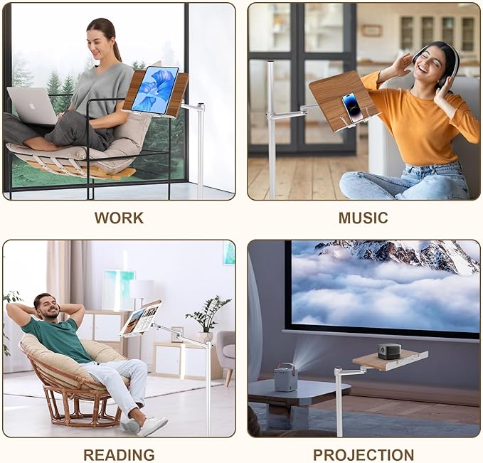 Book Holder Stand - Multiangle Adjustable Book Stand for Reading๏ผBook Holders for Reading Hands Free with an Elastic Book Clip๏ผSuitable for Read/Cooking/Office Use