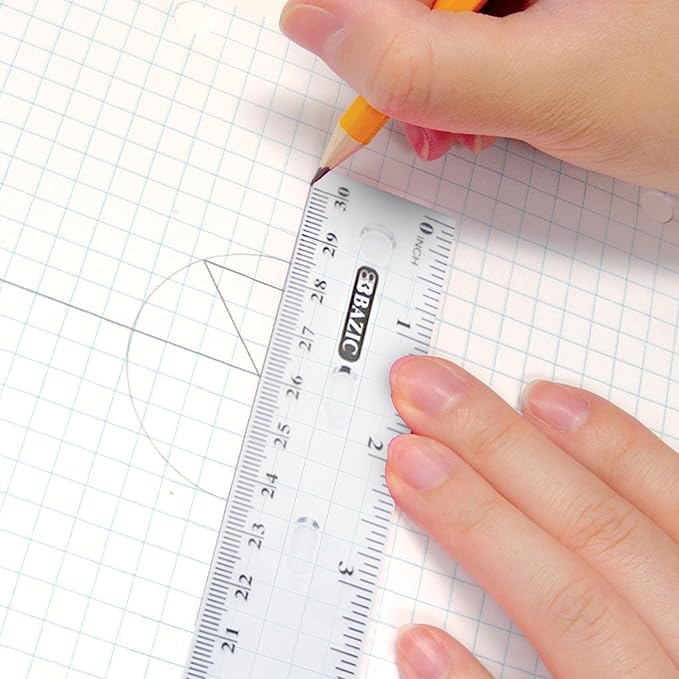 BAZIC Products Plastic Clear Rulers 12 inch (30cm), Inches Centimeter Metric Ruler Measuring Long Ruler, Straight Edge Ruler for Students School Supplies, 288-Pack