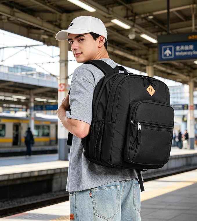 abshoo Classical Basic Womens Travel Backpack For College Men Water Resistant Large Bookbag (Black)