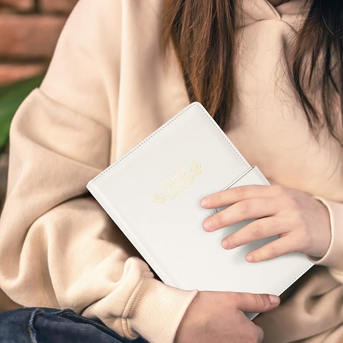 Ospelelf Beige Faux Leather Christian Prayer Journal for Women, Bible Study Journal for Men Daily Planner Notebook, Undated 3 Month, Mental Health Gratitude Journal Stress Relief