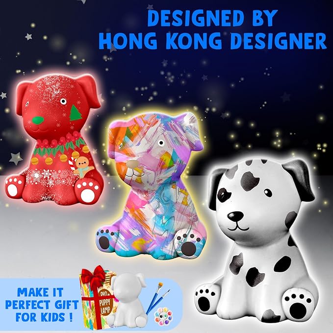 Goody King Paint Your Own Dog Lamp Kit, DIY Night Light, Crafts for Teens Girls Boys, Arts & Crafts for Kids Ages 8-12, Painting Kit for Kids, Room Decoration, Birthday Gift for Kids Ages 3 4 5 6 7 8+